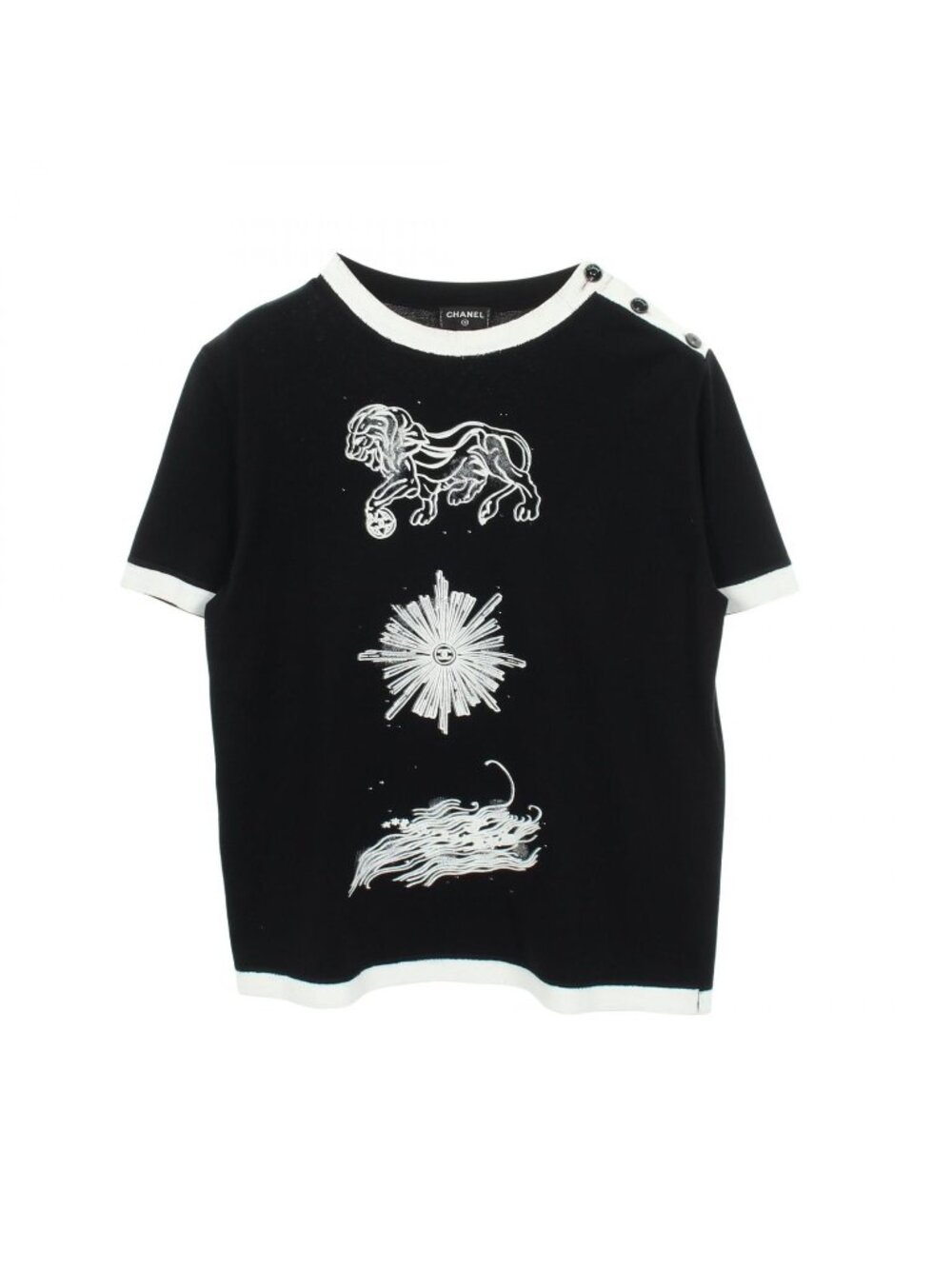 Chanel Short Sleeve T-Shirt CC Logo Button Cotton